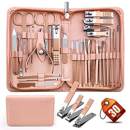 GetUSCart- Leipple Manicure Set Professional Nail Clipper Kit Pedicure Kit  - 16 pcs Stainless Steel Grooming Kit - Nail Care Tools with Luxurious  Leather Travel Case (Pink)
