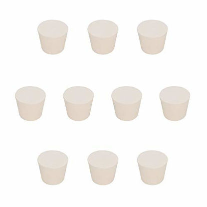 Picture of StonyLab Solid Rubber Stoppers, 10-Pack 7# White Tapered Lab Seal Rubber Stoppers, Fits StonyLab 250ml Erlenmeyer Flask