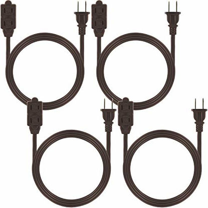 Picture of GE 3-Outlet Power Strip, 6 Ft Extension Cord, 4 Pack, 2 Prong, 16 Gauge, Twist-to-Close Safety Covers, Indoor Rated, Perfect for Home, Office or Kitchen, UL Listed, Brown, 50406