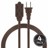Picture of GE 3-Outlet Power Strip, 6 Ft Extension Cord, 4 Pack, 2 Prong, 16 Gauge, Twist-to-Close Safety Covers, Indoor Rated, Perfect for Home, Office or Kitchen, UL Listed, Brown, 50406