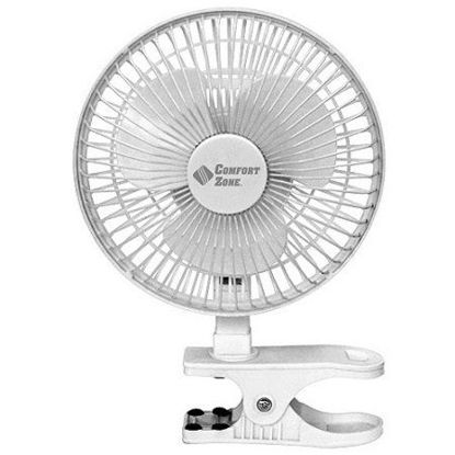 Picture of BOVADO USA 6 INCH - 2 Speed - Adjustable Tilt, Whisper Quiet Operation Clip-On-Fan with 5.5 Foot Cord and Steel Safety Grill, White - by Comfort Zone