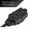 Picture of GE, Black, 12 Ft Extension Cord 2 Pack, 3 Outlet Power Strip Polarized, 16 Gauge, Twist-to-Close Safety Covers, Indoor Rated, Perfect for Home, Office or Kitchen, UL Listed, 50420