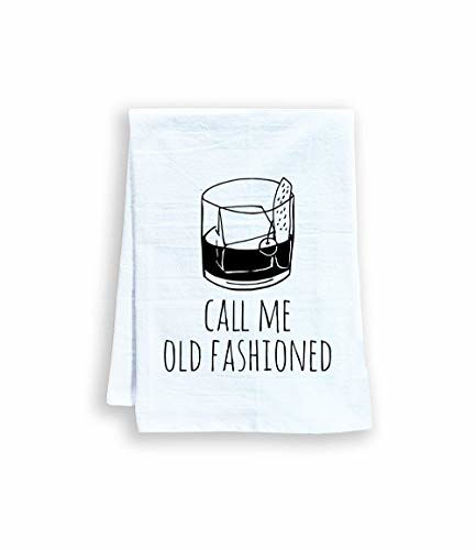 Picture of Funny Dish Towel, Call Me Old Fashioned, Flour Sack Kitchen Towel, Sweet Housewarming Gift, Farmhouse Kitchen Decor, White