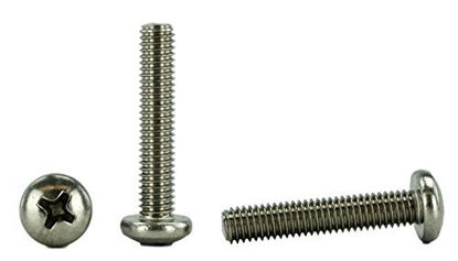 Picture of Stainless 10-32 x 1" (1/2" to 3" Lengths Available) Pan Head Machine Screws, Full Thread, Phillips Drive, Stainless Steel 18-8, Machine Thread (100, 10-32 x 1)