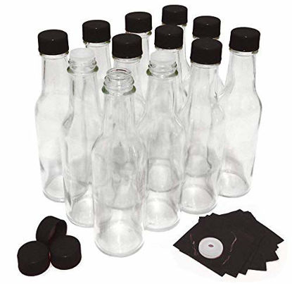 Picture of nicebottles Hot Sauce Bottles with Black Caps & Shrink Bands, 5 Oz - Case of 12