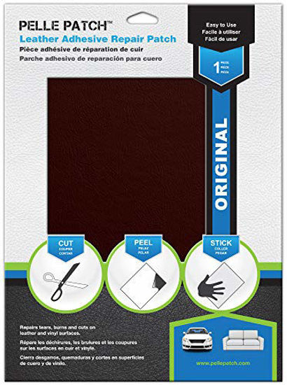 Pelle Patch - Leather & Vinyl Adhesive Repair Patch - 25 Colors Available - Premium 8x11 - Black