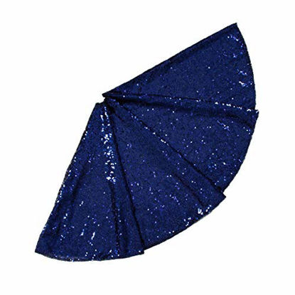 Picture of Tree Skirt-Sequin Tree Skirt48" Christmas Tree Skirt Unique Sparkly Glittery Holiday Embroidery Sequin Sale- (Navy Blue)