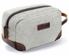 Picture of emissary Men's Toiletry Bag Leather and Canvas Travel Toiletry Bag Dopp Kit for Men Shaving Bag for Travel Accessories (Light Gray)