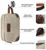 Picture of emissary Men's Toiletry Bag Leather and Canvas Travel Toiletry Bag Dopp Kit for Men Shaving Bag for Travel Accessories (Light Gray)
