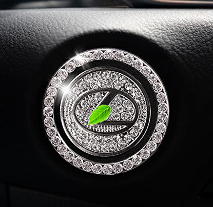 Picture of 2Pcs Car Logo Engine Start Stop Ignition Push Button Emblem Sticker,Bling Crystal Rhinestone Cover Protector Ring Exquisite Decoration Gift (Replacement for Lexus)