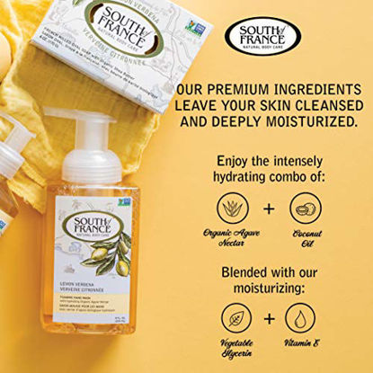 Picture of Lemon Verbena Foaming Hand Wash by South of France Natural Body Care | Hydrating Organic Agave Nectar Soap | 8 oz Pump Bottle - 3 Pack