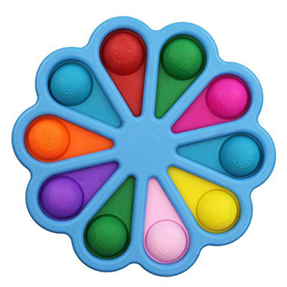 Picture of ZHENWOCAI Fingers Toys Flower Fidget Simple Dimple Pop Bubble Sensory Toy Stress Relief Anti-Anxiety Tools for Kids Adult (Blue)