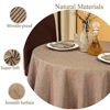 Picture of Mebakuk Round Table Cloth Linen Farmhouse Tablecloth Spill-Proof Antiwrinkle and Shrink Proof Tablecloth Decorative Fabric Table Cover for Dining and Outdoor Use (60 inch Round (2-4 Seats) Flaxen)