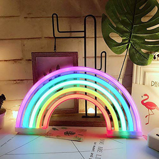 GetUSCart QiaoFei Cute Rainbow Light Signs for Kids Gift s Gift LED Rainbow Neon Signs Rainbow Lamp for Wall Decor Bedroom Decorations Home Accessories Party Holiday Battery or USB Operated Table Nig...
