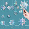 Picture of 15pcs Winter Christmas Hanging Snowflake Decorations, 3D Holographic Snowflakes for Christmas Winter Wonderland Decorations Frozen Birthday New Year Party Home Decorations