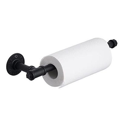 Picture of KES Industrial Pipe Black Paper Towel Holder for Kitchen, Wall Mounted Tissue Roll Holder Iron, KPH503-BK