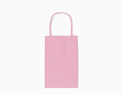 Picture of 12CT Small Light Pink Biodegradable, Food Safe Ink & Paper, Premium Quality Paper (Sturdy & Thicker), Kraft Bag with Colored Sturdy Handle (Light Pink, 12CT Small)