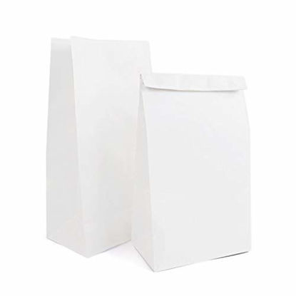 Picture of Paper Lunch Bags, Kslong 50pcs White Paper Bags 6Lb 6.1x3.9x11.8" Durable Kraft Bags Grocery Bag Bakery Bread Sandwich Bag Shopping Party Favor Gift Wrapping Bags Bulk(White 8)