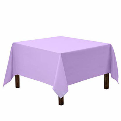 Picture of Gee Di Moda Square Tablecloth - 85 x 85 Inch - Lavender Square Table Cloth for Square or Round Tables in Washable Polyester - Great for Buffet Table, Parties, Holiday Dinner, Wedding & More