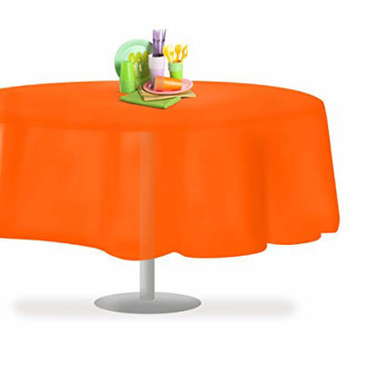 Picture of Orange 12 Pack Premium Disposable Plastic Tablecloth 54 Inch. x 108 Inch. Rectangle Table Cover By Grandipity