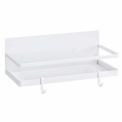 Picture of Magnetic Spice Rack, THIPOTEN Strong Magnetic Shelf with 2 Removable Hooks, Perfect Space Saver for Small Kitchen/Apartment, Awesome Metal Cabinet for Holding Spices, Jars, Salt, Beverage(White)