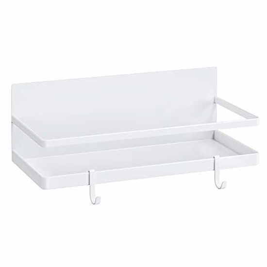 Picture of Magnetic Spice Rack, THIPOTEN Strong Magnetic Shelf with 2 Removable Hooks, Perfect Space Saver for Small Kitchen/Apartment, Awesome Metal Cabinet for Holding Spices, Jars, Salt, Beverage(White)