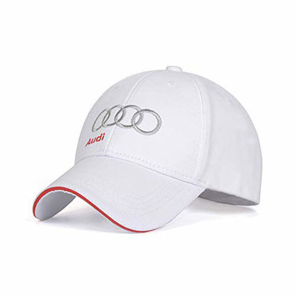 Picture of Wall Stickz BearFire Logo Embroidered White Color Adjustable Baseball Caps for Men and Women Hat Travel Cap Racing Motor Hat (fit Audi with Letter)