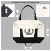 Picture of BeeGreen Initial Canvas Tote Bag 12oz with Inner Zipper Pocket External Pocket Extra Large Cute Cotton Tote Bag with Top Zipper Closure Embroidery Monogram Personalized Black Beach Tote Bag Gifts for Women Teacher Friends Bride(Letter J)