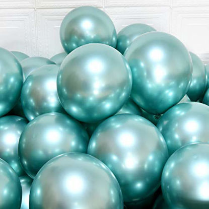 Picture of 100Pcs MEBAY Party Balloons 12 inch 100 Pcs Latex Metallic Balloons Chrome Balloons Birthday Balloons Shiny Balloons Party Decoration Wedding Birthday Baby Shower Christmas Party(Green)