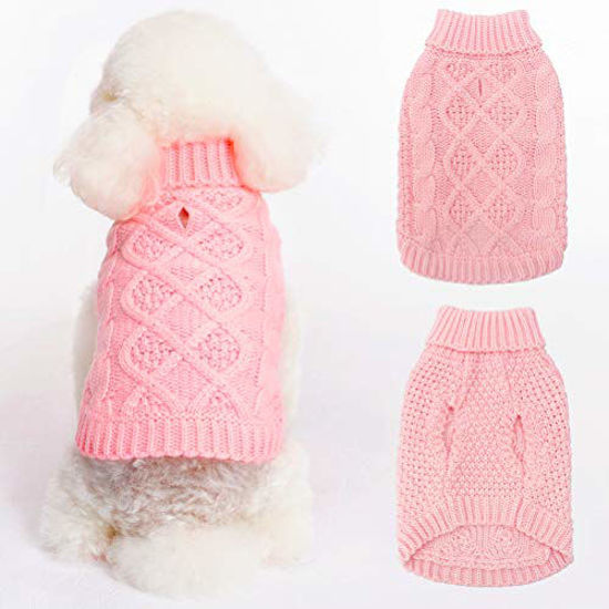 Picture of Mihachi Dog Sweater - Winter Coat Apparel Classic Cable Knit Clothes for Cold Weather