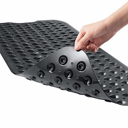 Picture of YINENN Bath Tub Shower Mat 40 x 16 Inch Non-Slip and Extra Large, Bathtub Mat with Suction Cups, Machine Washable Bathroom Mats with Drain Holes, Black