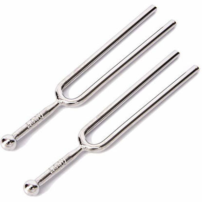 Picture of 2 Pack Tuning Fork - Buytra Standard A 440Hz Tuning Fork, Musical Instruments Violin Guitar Tuner Device (Silver - 2 Pack)