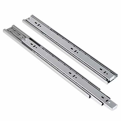 Picture of 18 Inch 100 LB Capacity Full Extension Soft/Self Close Ball Bearing Side Mount Drawer Slides, 3 fold Full Stretch Side Hanging Drawer Rails