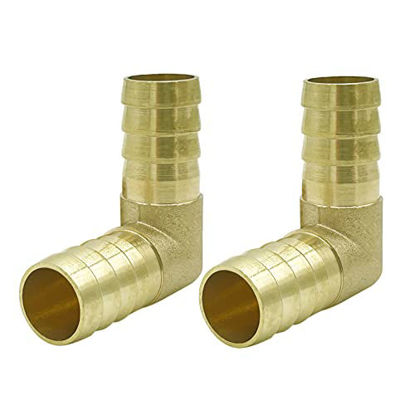 Picture of Metaland Brass 3/4" Hose Barb Elbow 90 Degree L Right Angle Barbed Fitting Water Fuel Air (Pack of 2)