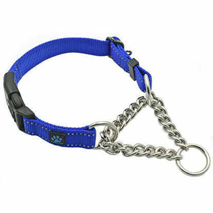Picture of Max and Neo Stainless Steel Chain Martingale Collar - We Donate a Collar to a Dog Rescue for Every Collar Sold (Small, Blue)