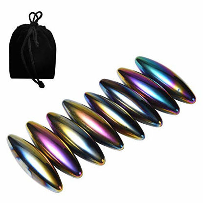 Picture of NICO SEE WONDER 1.7Inch 43mm Snake Eggs Magnets, 8 Pcs Rainbow Hematite Oval Magnetic Balls, Magnetic Rattlesnake Egg, Magnet Stones with Bag.