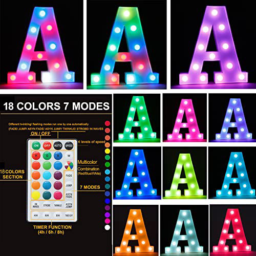 GetUSCart- Light Up Colorful LED Marquee Letter Lights, 18 Colors ...
