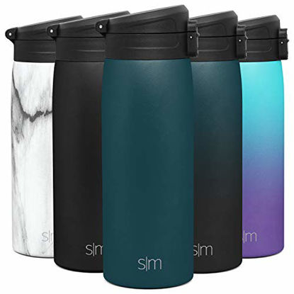 Picture of Simple Modern 16oz Kona Travel Mug Tumbler w/Flip Lid - Thermos Coffee Cup Vacuum Insulated Camping Flask with Lid 18/8 Stainless Steel Hydro Riptide