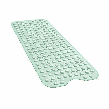 Picture of YINENN Bath Tub Shower Mat 40 x 16 Inch Non-Slip and Extra Large, Bathtub Mat with Suction Cups, Machine Washable Bathroom Mats with Drain Holes, Light Green