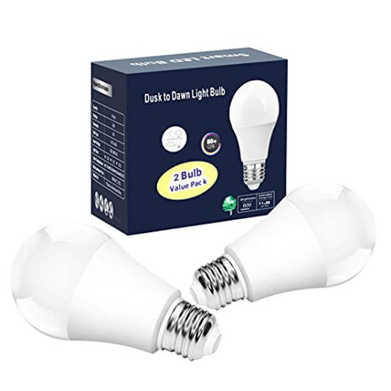 GetUSCart Dusk to Dawn LED Light Bulbs Outdoor 13W Ultra Bright 100W Equivalent 2700 Kelvin Soft White Lightbulb Built in Photocell Sensor Auto On Off Bulb for Garage Wall Lantern Patio 2Pack by Aovp...