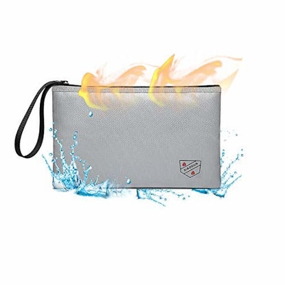 Picture of XIAODUNFireproof Money Bag,Bank Bag Fireproof and Waterproof Cash Bag with Zipper Closure, Fireproof Safe Storage Bag Envelope, Suitable for documents, Bank Inventory, Passport (Gray, M)