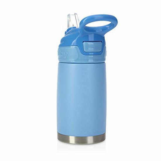 Nuby ID10282 BLUE Pin Point - Bicchiere blu con chiusura a clip e bocchino a tenuta stagna in silicone, a partire da 6 mesi, 300 ml, colore: Blu