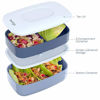 Picture of Bentgo Classic - All-in-One Stackable Bento Lunch Box Container - Modern Bento-Style Design Includes 2 Stackable Containers, Built-in Plastic Utensil Set, and Nylon Sealing Strap (Slate)