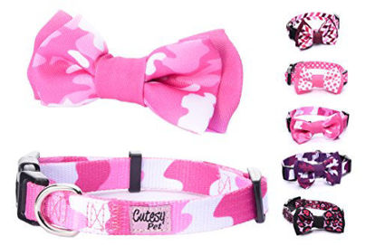 Picture of Cutesy Pet | Dog Collar with Adjustable Bow | Pink Camo | Small | Comfortable and Strong
