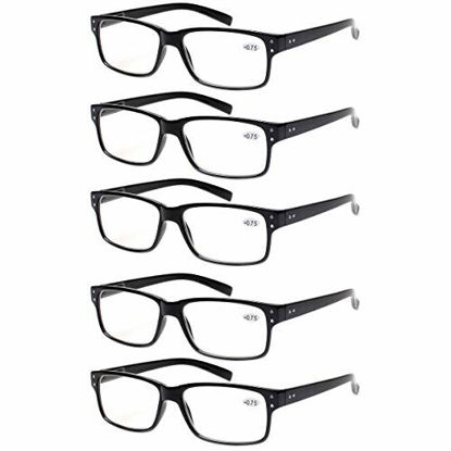 Picture of Reading Glasses 5 Pairs Quality Readers Spring Hinge Glasses for Reading for Men and Women (5 Pack Black, 0.75)