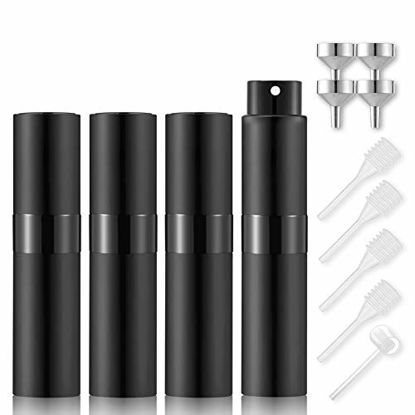 Picture of Lil Ray 8ml Portable Mini Perfume Atomizer(4 PCS)Refilable Empty Small Spray Bottle for Travel, Twist Tpye Pocket Cologne Sprayer (Matte Black)