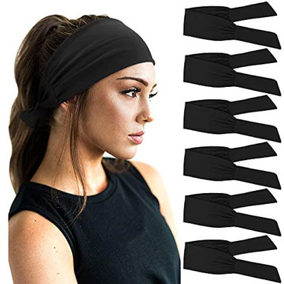 Picture of DRESHOW 6 PCS Adjustable Headbands for Women Knotted Headbands Elastic Non-Slip Fashion Hair Bands for Workout Sports Running Yoga