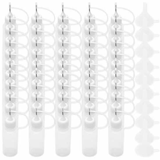 Picture of Adecco Precision Tip Applicator Bottle, Glue Applicator Bottles, 50 PCS 15ml Precision Tip Applicator Bottles with 10 Plastic Funnels, for Acrylic Painting, Quilling, Alcohol Ink(Precision Tip Bottle)