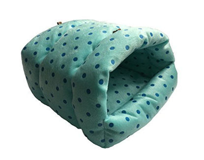 Picture of WowowMeow Guinea-Pigs Bed,Hamster Bed,Small Animals Warm Hanging Cage Cave Bed (M, Dot- Blue)