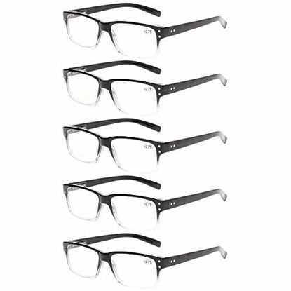 Picture of Reading Glasses 5 Pairs Quality Readers Spring Hinge Glasses for Reading for Men and Women (5pcs - Black/Clear, 1.25)